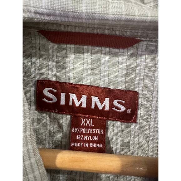 Simms No Fly Zone Bug Proof Tan Plaid Button Down Active Wear Shirt XXL - Picture 2 of 4